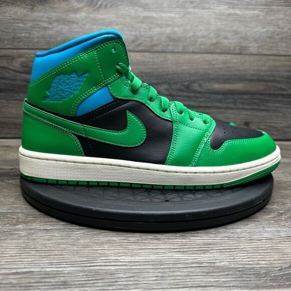 Nike Air Jordan Mid Shoes Black Lucky Green Aquatone BQ6472-033